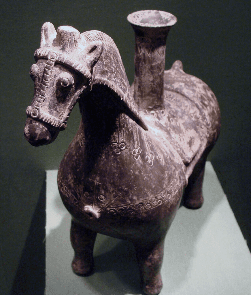 Terracotta urn in the shape of a horse (Iran,1000 BCE), stored at the Lyndon B. Johnson Presidential Library
